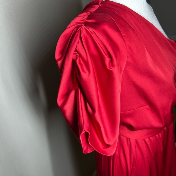 AMUR Red Topanga One-Shoulder Faux Wrap Sexy Cocktail Evening Holiday Dress Sz 2 - Picture 4 of 16